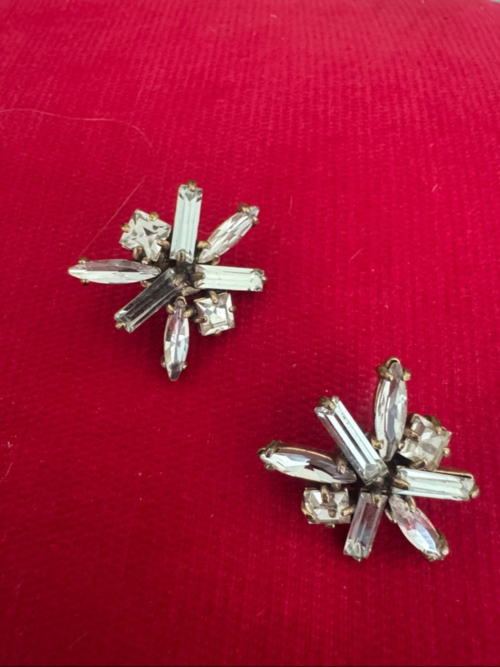 Crystal Starburst Clip-On Earrings - Clear Gold-Tone j crew 2000's